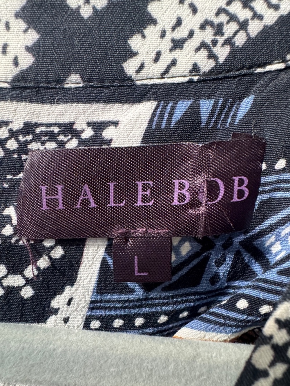 NWOT Hale Bob Black, White & Purple Tribal Printed Romper Zipper Back Tie Front - Picture 5 of 15